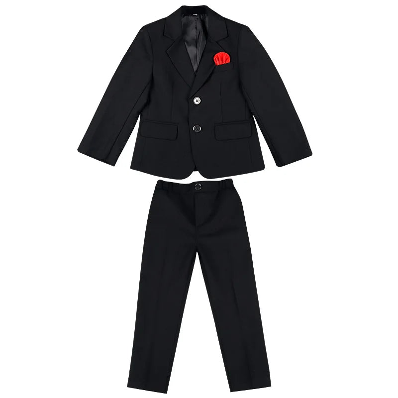 Boys 4Pieces Slim Fit Wedding Birthday Party Outfit Suit Set With Blazer Vest Pants Bowtie Kids Piano Host Performance Costume
