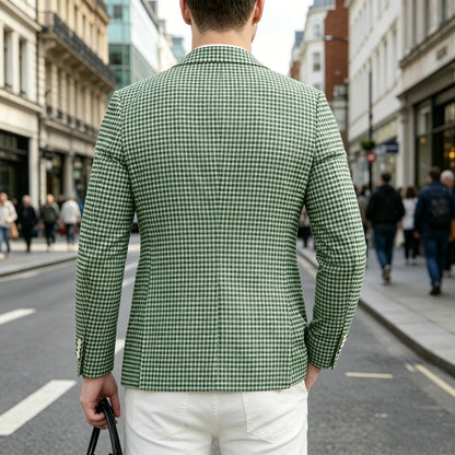 Men's Plaid Blazer Slim Fit Business Casual Checkered Suit Jacket Lightweight Notched Lapel Sport Coats for Office Daily Wear