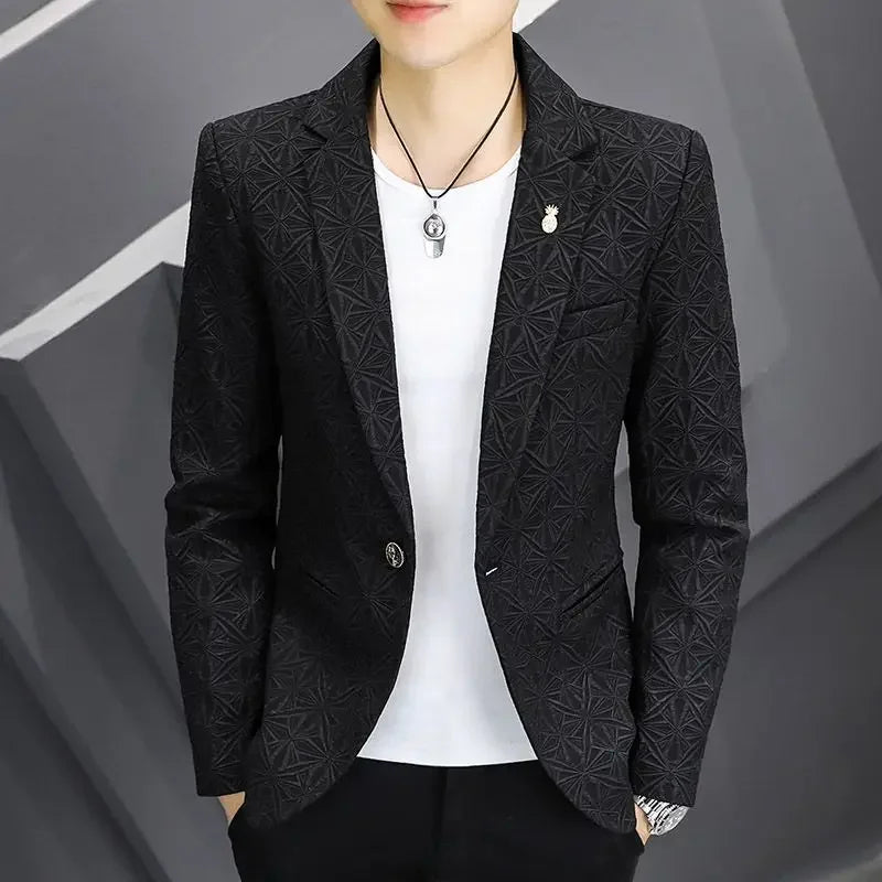 Men's Slim Fit Blazer – Single Button Casual Suit Jacket for Autumn & Winter