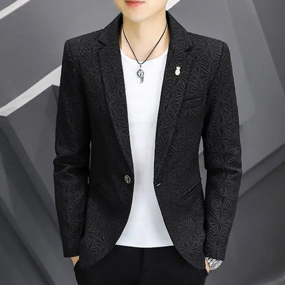 Men's Slim Fit Blazer – Single Button Casual Suit Jacket for Autumn & Winter