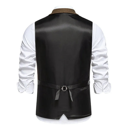 Men's Waistcoat Herringbone Tweed Slim Fit Wool Blend Formal Vest for Wedding