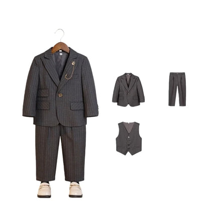1-14Years Boys 3Pieces Formal Suits Set Kids Suit Jacket Vest Trousers Children's Wedding Birthday Party Pageboy Outfit