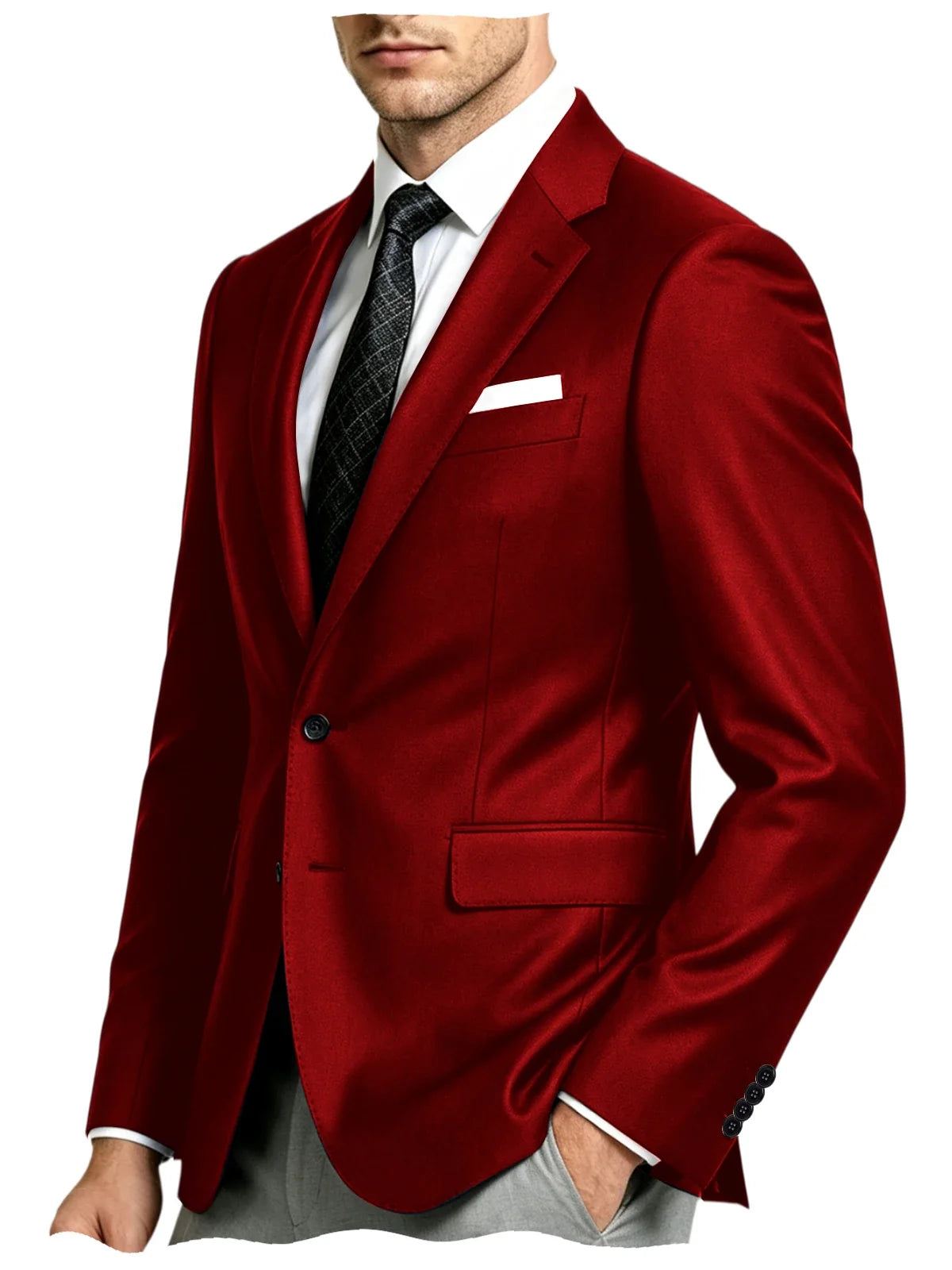 Men's Suit Jacket Single Button Slim Fit Notch Lapel for Wedding, Prom and Business