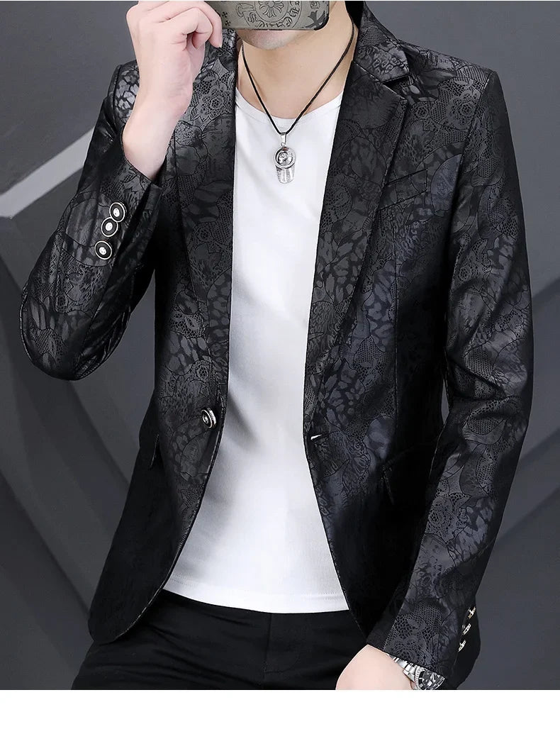 Brand Hot Stamping Casual Business Suit Jacket Men Retro Slim Fit Casual Suit Jackets Social Banquet Office Uniform Blazers 2026
