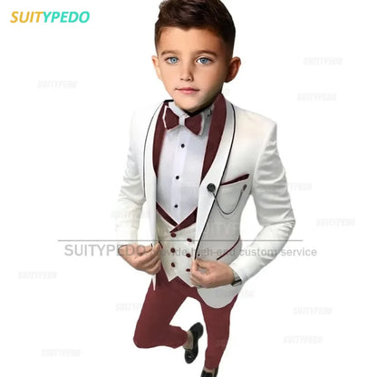 Elegant Formal Suit For Boys Performance 3 Pieces Set Wedding Prom Kids Costume Classic Children Tuxedo Outfit Blazer Vest Pants