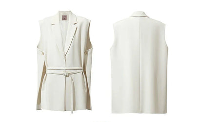 Women Lapel Collar Vest Jacket Loose Long Draped Construction Minimalist Commuter Coats Woman Autumn Outfit 2026 12623085