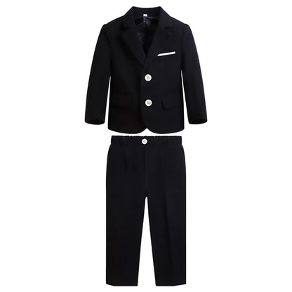 Kids 4Pieces Cerenmony Suit Set With Jacket Vest Pants Bowite Flower Boys Wedding Dress Children Birthday Photography Outfit