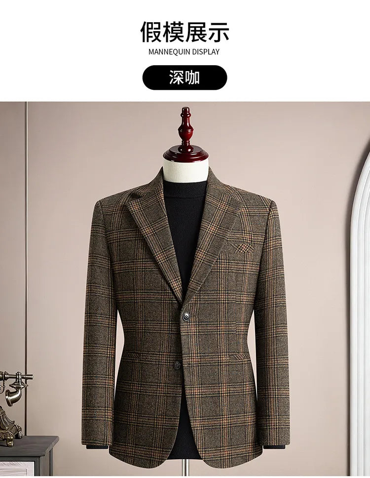 High Qualitys 50% Woolen Men's Suit Jacket Autumn Winter Thicken Warm Business Slim Fit Casual Wedding Groom Coats Tailcoat