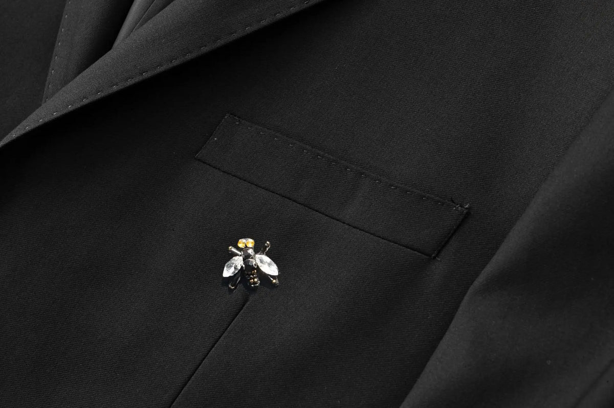 Handmade Bee Embroidery Suit Jacket for Men Autumn/Winter Casual Business Social Jacket Slim Party Banquet Stage Host Blazers