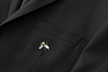 Handmade Bee Embroidery Suit Jacket for Men Autumn/Winter Casual Business Social Jacket Slim Party Banquet Stage Host Blazers