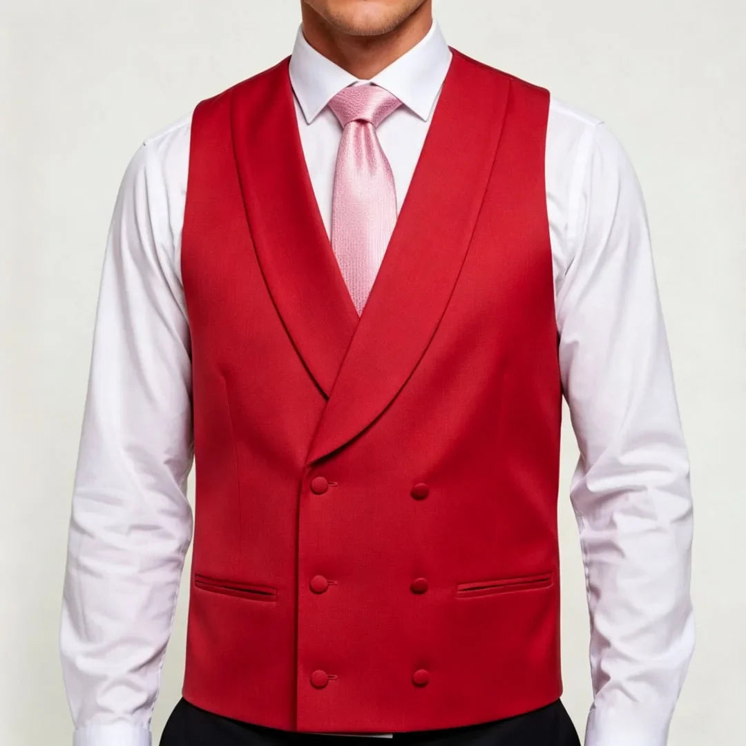 Men's Double Breasted Vest – Formal Lapel Waistcoat for Wedding & Business