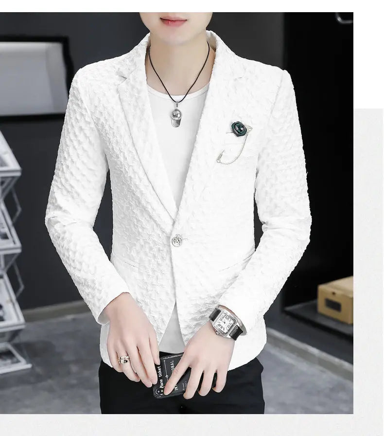 Blazer Men's Fashion Outdoor Travel Gentleman Wedding Slimming Business Versatile Trendy Casual Korean-style Formal Wear Blazer