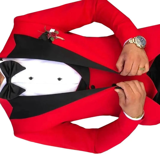 Men's 3-Piece Leisure Blue Suit Double-Breasted Vest Lapel Tuxedo for Groomsmen Wedding Party Blazer Vest Pants Set