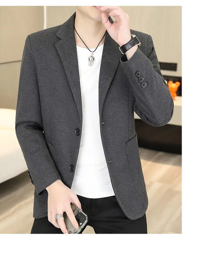 Blazer Men Business Gentleman Leisure Korean Wedding Fashion Trend, Slimming, Versatile, High-end Casual, High-end Woolen Blazer
