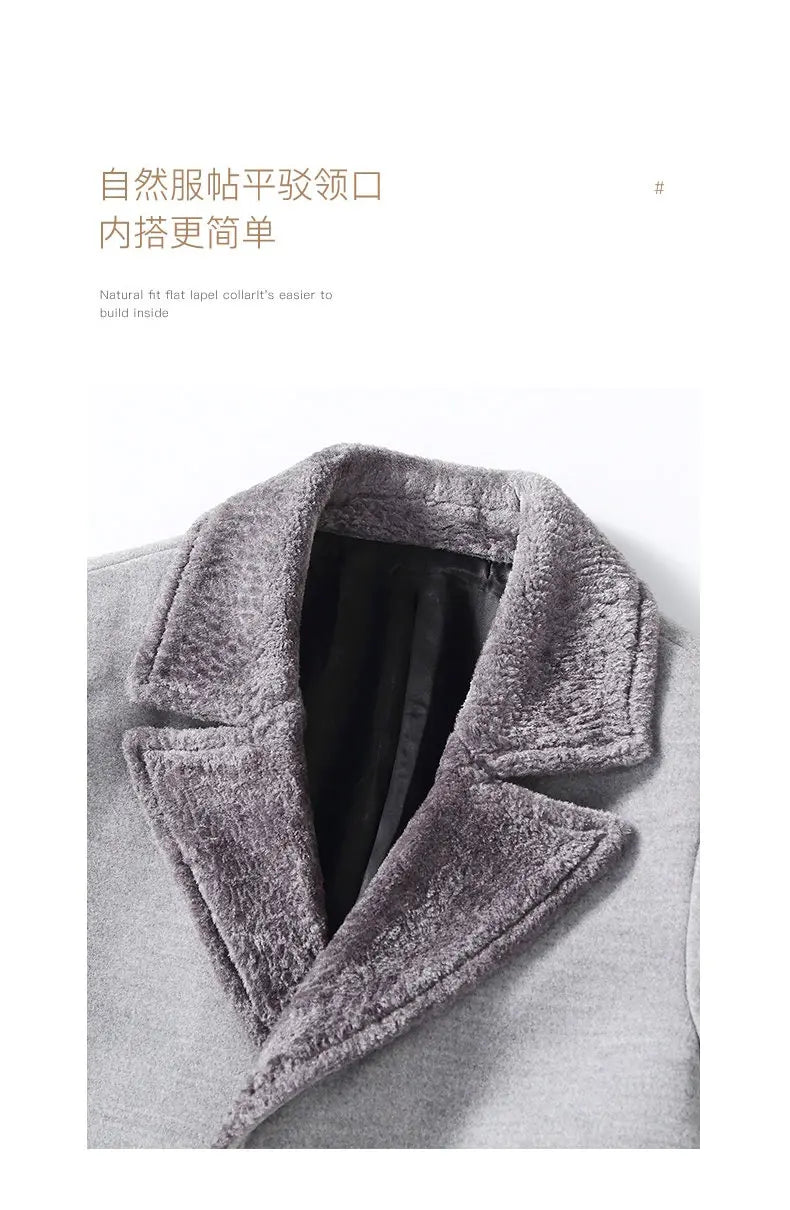 High-quality, fashionable, cool, trendy and versatile men's mid-length woolen collar casual woolen coat