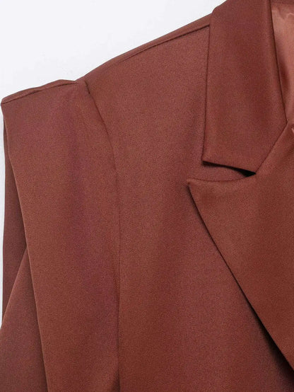 Spring Autumn New Women Blazer Notched Collar Single Button Flying Sleeve Solid Color High-End Elegant Fashion Coat HK18181