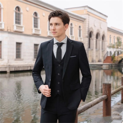 Men's Three-Piece Suit Set – Slim Fit Wedding & Formal Wear – Smart Casual Style