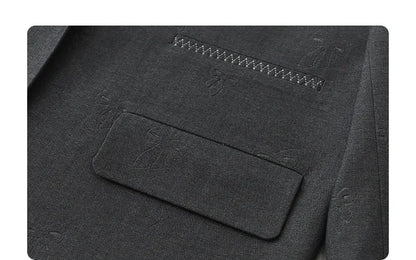 Fashion Women Blazers Loose Casual Design Bow Embossed Office Ladies Suit Jacket Gray Spring Autumn 2026 Female Coat