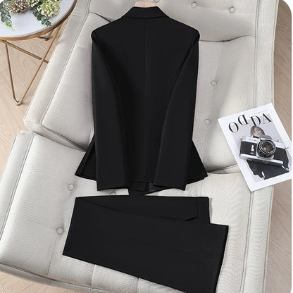 Elegant Chic One Button Blazer Pants Set for Woman 2 Pieces Sets Autumn Office Lady Work Jacket and Trousers Suit White