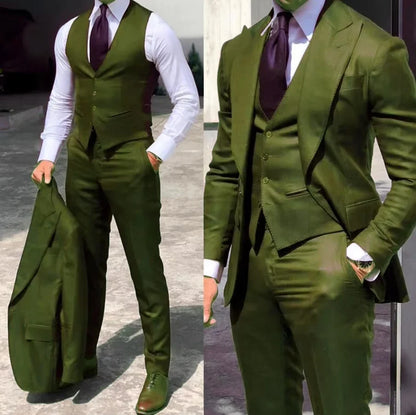 Costumes de mariage élégants, coupe ajustée pour marié, 3 pièces, costume de garçons d'honneur, veste, gilet, pantalon formel pour homme, pas cher.