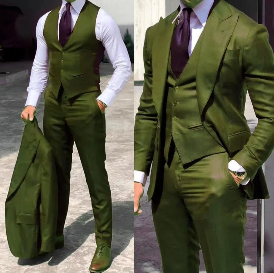 Costumes de mariage élégants, coupe ajustée pour marié, 3 pièces, costume de garçons d'honneur, veste, gilet, pantalon formel pour homme, pas cher.