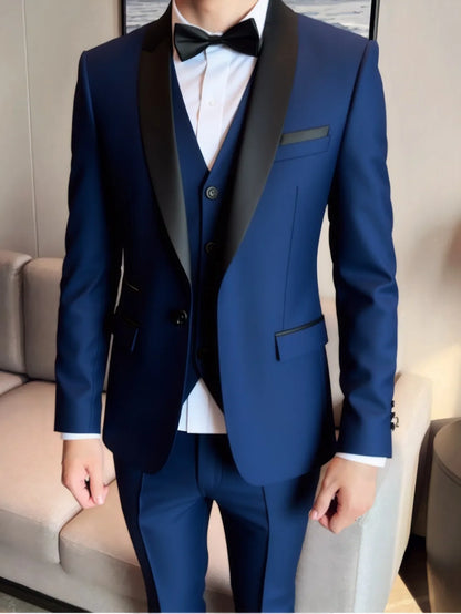 Beige Suit Men Business Tuxedos Formal 3 Piece Set Jacket Vest Pants Single Breasted Groom Groomsman Prom Wedding Party 2025 New