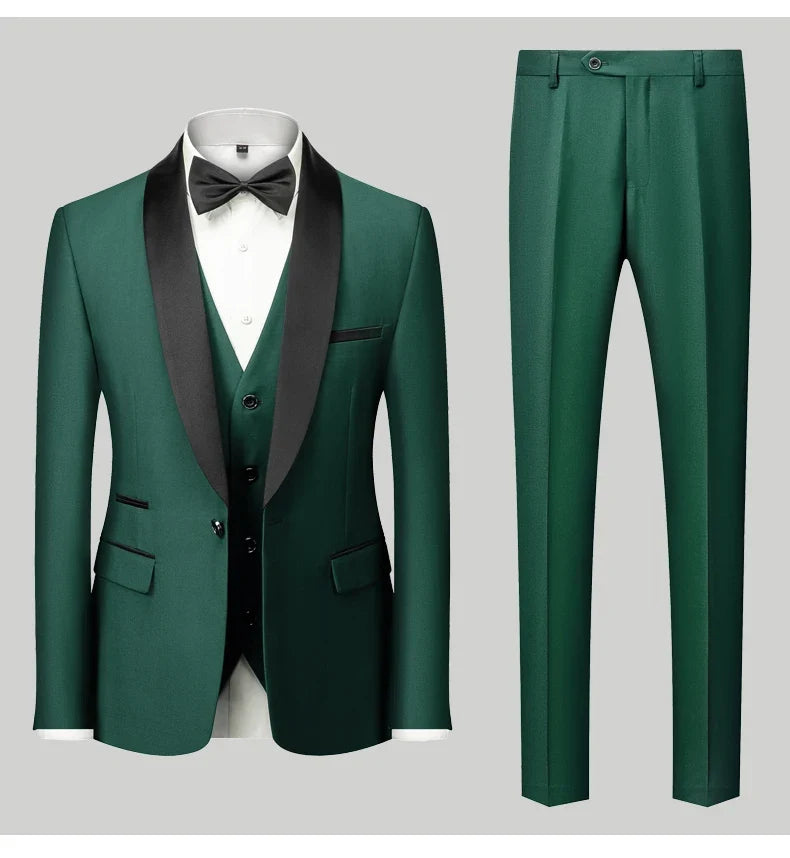 Men's Slim Fit Formal Suit Set – Blazer, Vest & Pants for Weddings & Parties