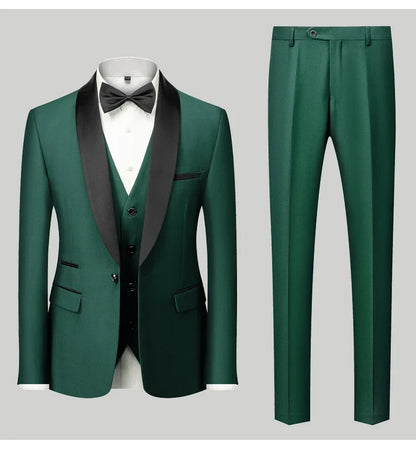 Men's Slim Fit Formal Suit Set – Blazer, Vest & Pants for Weddings & Parties