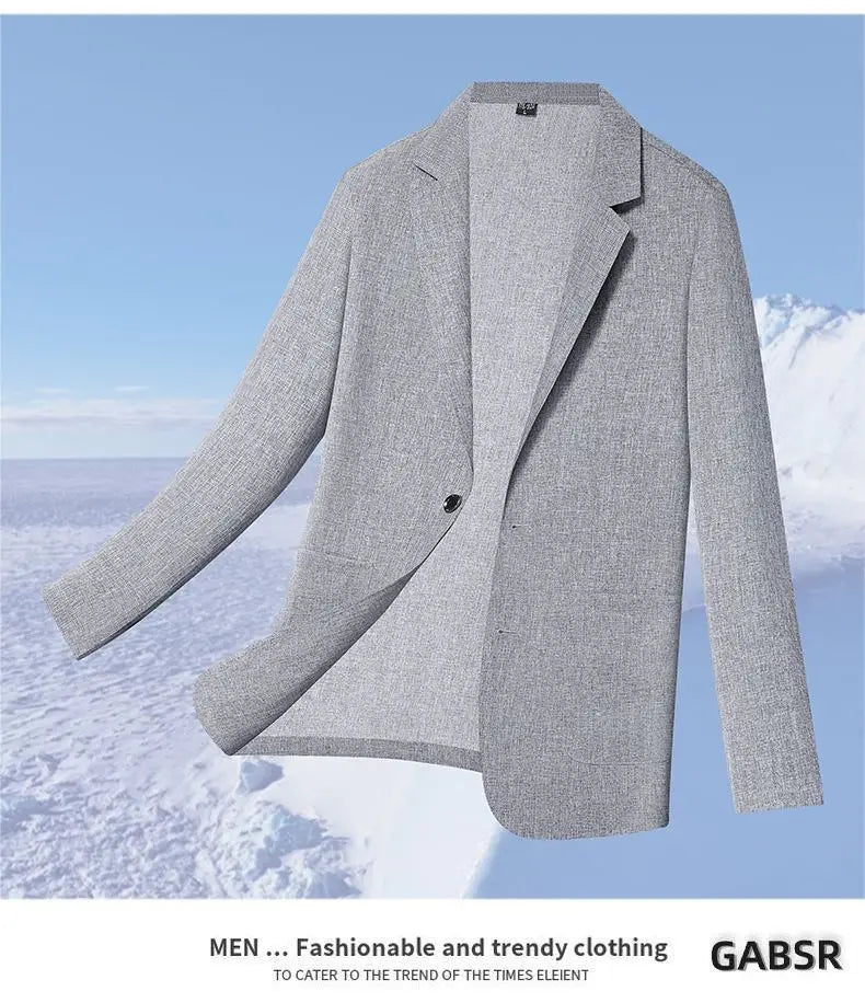 30% Linen Blazer - Men's Fashionally Fit Business Formal Wedding Gentleman's Cool Silk Lightweight Breathable Casual Blazer