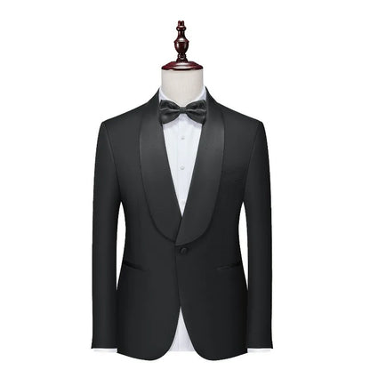 KIDWHXR Men Blazer British Style Solid Color Patchwork Turn Down Collar Male Suit Coat Single-breasted Wedding Man Outerwear