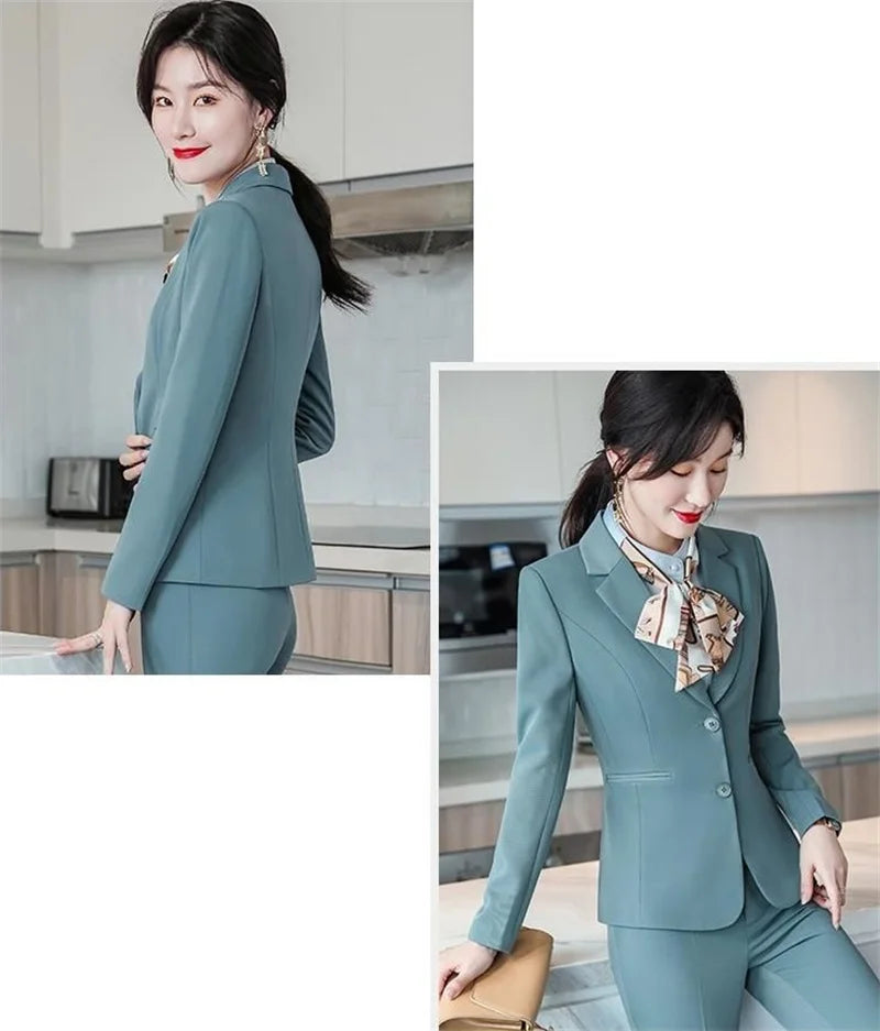 2025 New Blazer Trousers Women's Suit Sets Long Sleeve Jacket Blazer Casual Office Ladies Pantsuit For Business Clothing