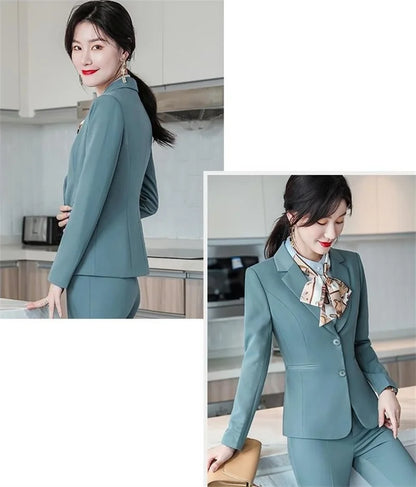 2025 New Blazer Trousers Women's Suit Sets Long Sleeve Jacket Blazer Casual Office Ladies Pantsuit For Business Clothing