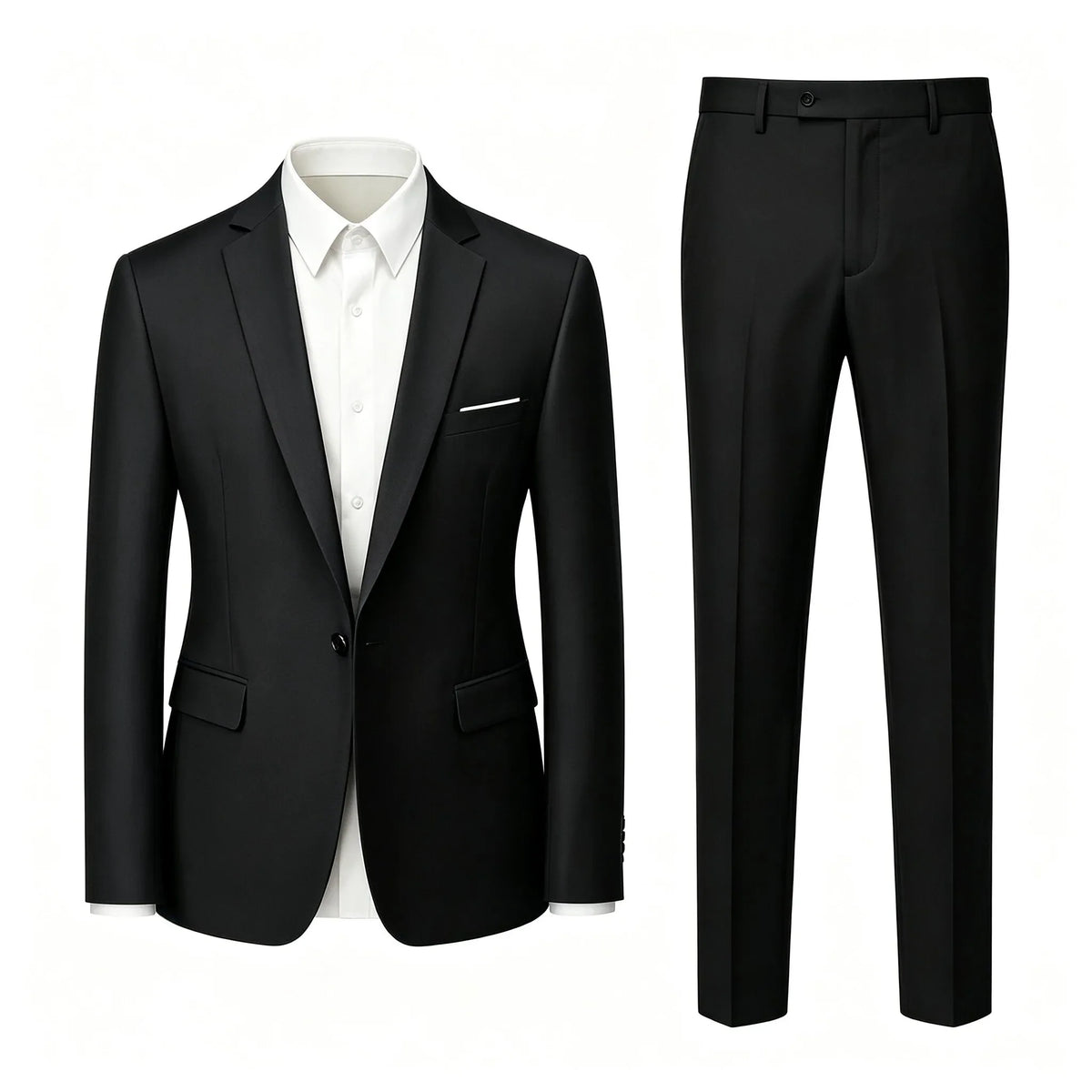 Men's Suit Set Wedding Elegant High Quality Blazer Pants Slim Fit Wrinkle Resistant Business Formal Breathable Durable