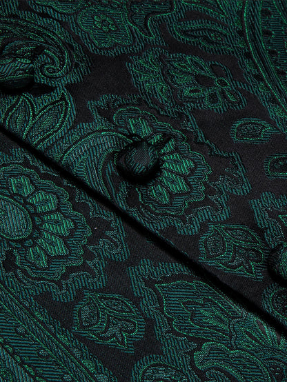 Men's Paisley Waistcoat Set – Single Breasted Vest with Matching Tie for Weddings and Formal Events