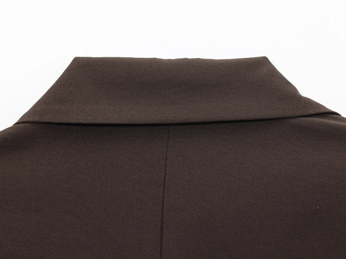 Elegant Commute Double Breasted Blazer Women Trendy Vintage Brown Blazer with Shoulder Pads 2026 Spring Chic Lady Blazer