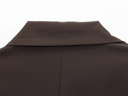 Elegant Commute Double Breasted Blazer Women Trendy Vintage Brown Blazer with Shoulder Pads 2026 Spring Chic Lady Blazer