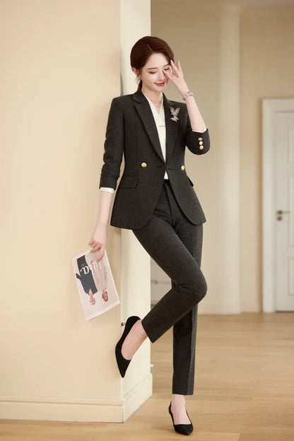 Stylish Professional Womens Boutique Pant Suit. Two-Piece Trousers + Suit Jacket, 2026 Autumn and Winter New Style