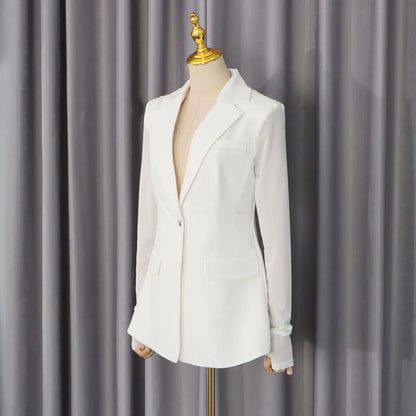 Women Blazer Sexy Hollow Out Backless Waist Cinching Slim Fit Solid Color Urban High-end Trend Jacket Spring Autumn HK21909