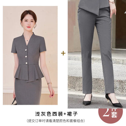 Short Sleeve Suit Professional Set Summer Hotel Management Front Desk Reception Manager Workwear Waiter Uniform Formal Wear
