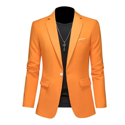 Men's Slim Fit Single-Breasted Blazer for Business Casual and Wedding Occasions