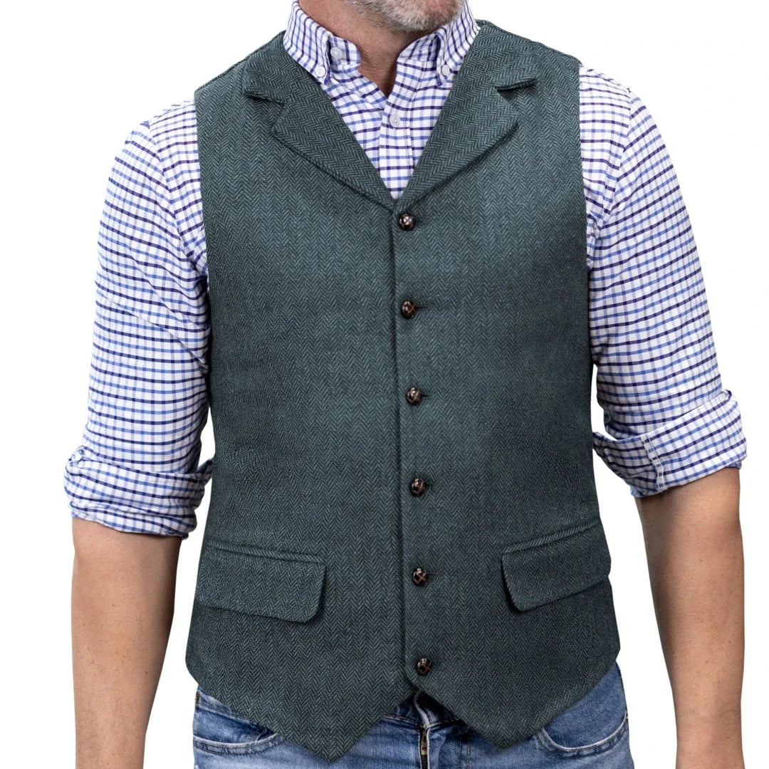 Men's Formal Vest | Single Breasted Lapel Waistcoat for Weddings & Business