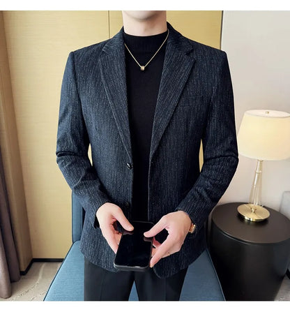 New Fashion Meteor Striped Suit Jacket High Quality Men's Slim Fit Business Formal Social Prom Party Casual Tuxedos 5XL-M