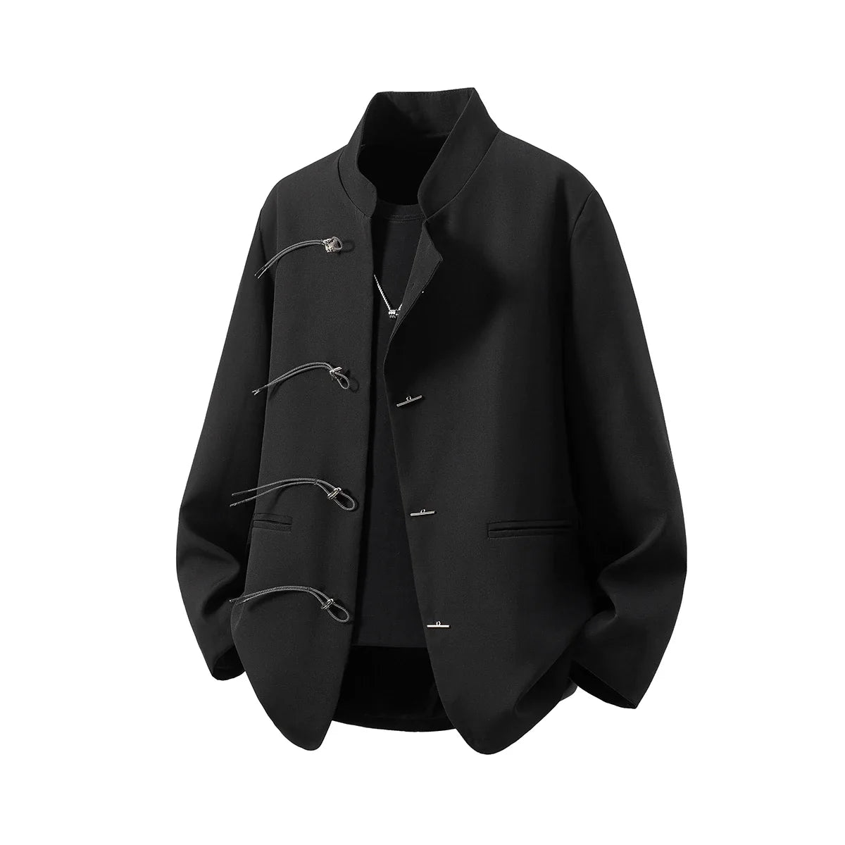Chinese Style Metal Plate Buckle Designer Loose Mens Blazer Masculino Veste Pour Homme Vintage Man Black Yamamoto Suits Jacket