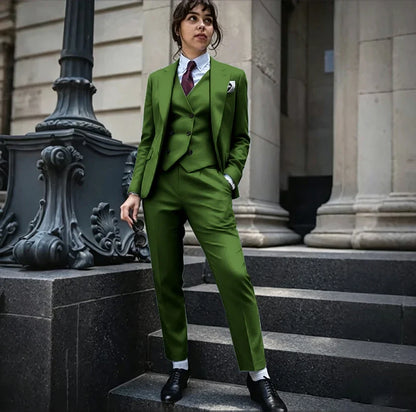 Powerful Black Women 3 Piece Suit Classic Single Breasted Jacket Vest Pants Set Elegant Office Business Formal Lady Outerwears