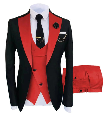Costume de mariage 3 pièces pour homme – Veste, gilet et pantalon – Coupe ajustée – Tuxedo pour garçons d'honneur, costume pour adultes, pour les fêtes de mariage estivales à la plage
