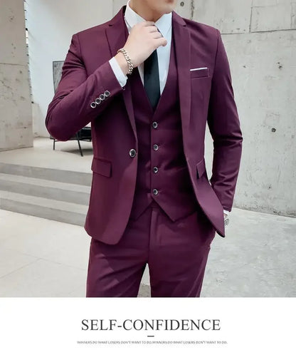 Men's Three-Piece Slim Fit Suit | Blazer, Waistcoat & Trousers for Formal and Business Occasions