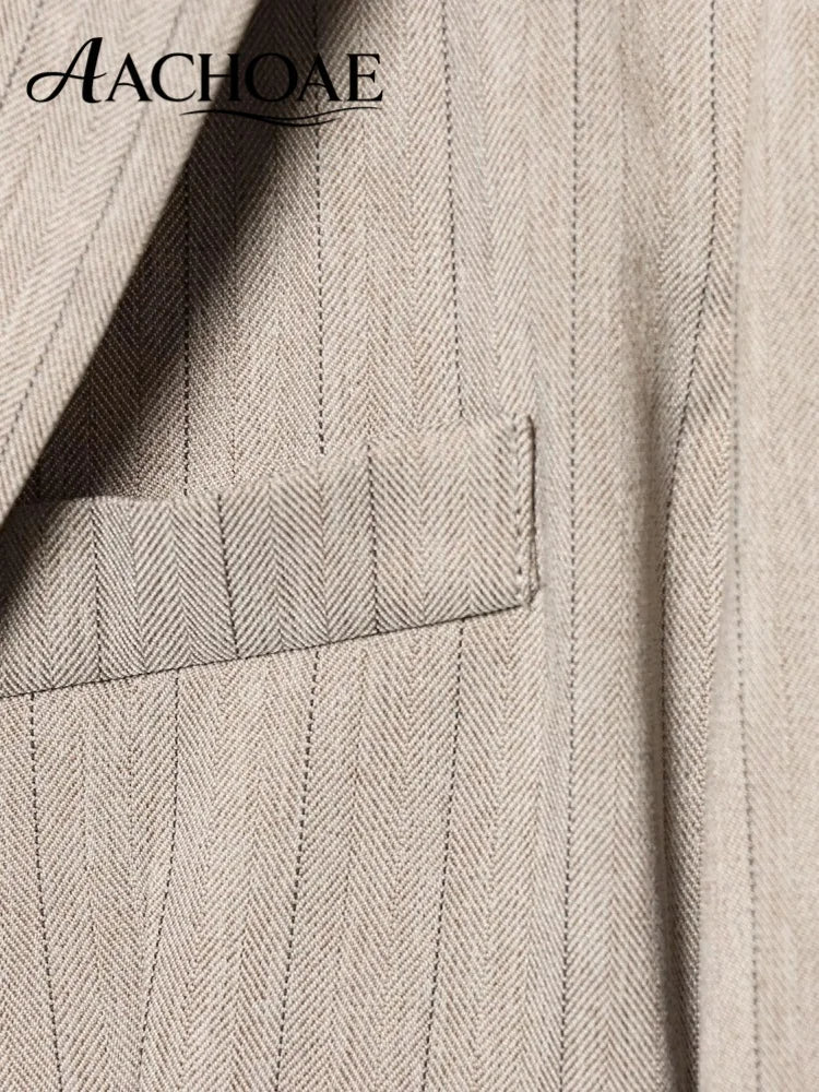 Women's Belted Stripe Blazer Jacket Structured Slim Suit Coat  Office Chic Long Sleeve Tailored Waist Belt Jacket Women