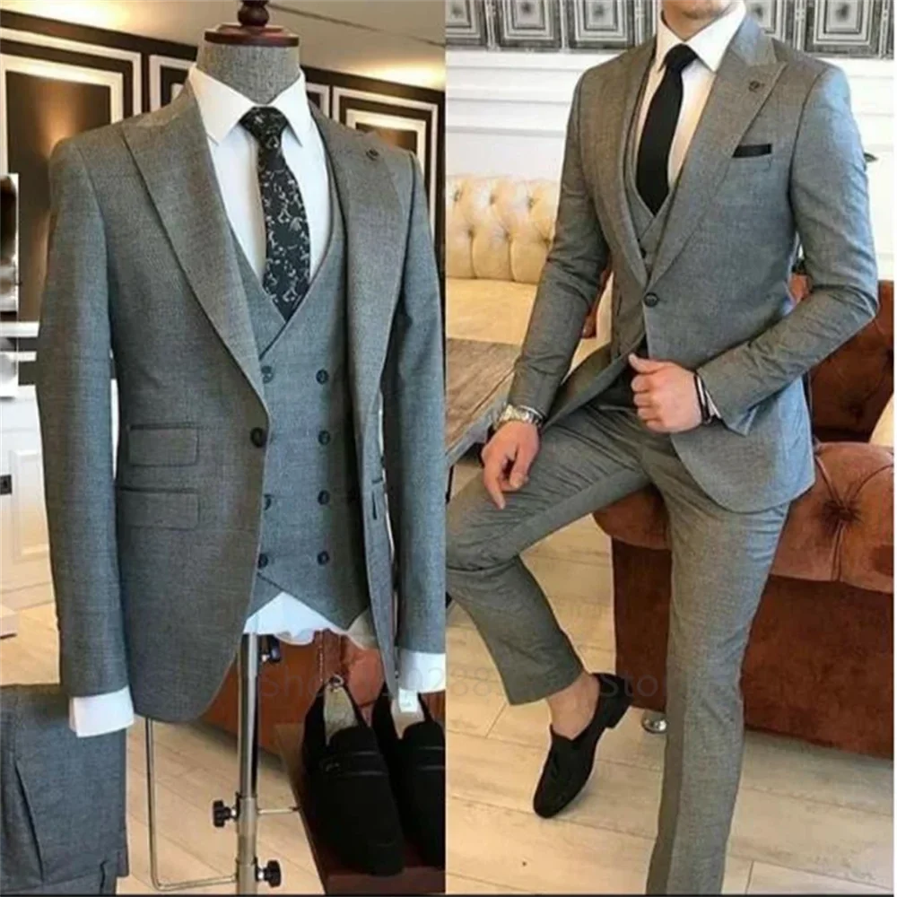 Men's Slim Fit Suit Set One Button Peak Lapel Jacket and Trouser for Weddings and Formal Events