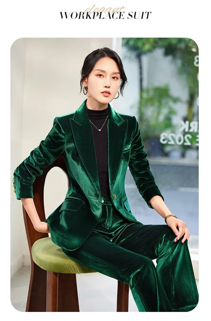 High-end Velvet Suit for Women2024Autumn Winter New High-end Professional Fashionable Elegant Capable Suit