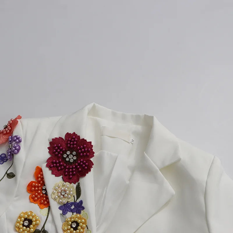 2026 Spring Autumn New Women Blazer High-End Embroidery Flower Beaded Studded Diamonds Luxury Elegant Chic Ins Coat HK17758